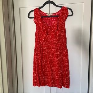 Red and white mini dress, forever 21, ruffled collar, elastic waist